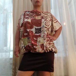 NWT 100% Silk Y2K Body Language Paris Dress OS